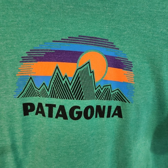 Patagonia Teal T-Shirt with Vibrant Graphic. Slim Fit. Brand New Without Tag - Picture 6 of 6